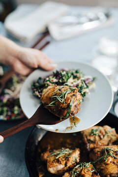 Plated Chicken with 40 cloves dinner