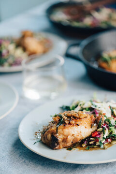 Plated Chicken with 40 cloves dinner