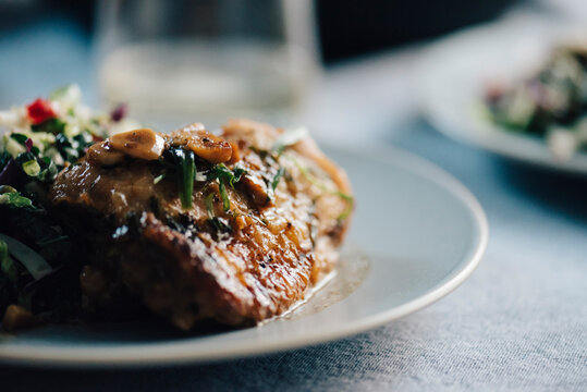 Plated Chicken with 40 cloves dinner