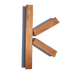 The letter K made of wood blocks on a white background board