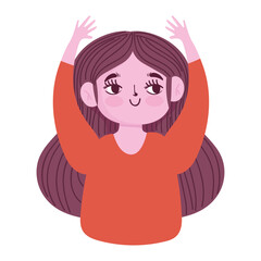 portrait cartoon character girl isolated icon style