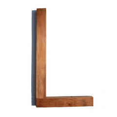 The letter L made of wood blocks on a white background board