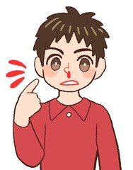 鼻血を出している男の子供のイラスト