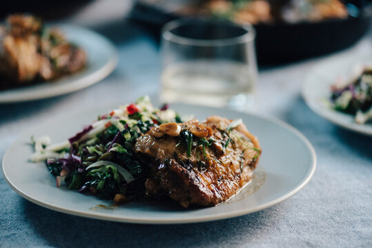 Plated Chicken with 40 cloves dinner
