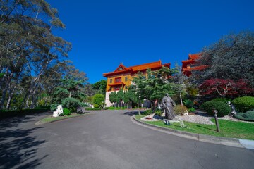 Beautiful colours of a Buddhist temple Nan Tien Temple Woolongong Sydney NSW Australia 