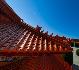 Fototapeta na wymiar Beautiful colours of a Buddhist temple Nan Tien Temple Woolongong Sydney NSW Australia 