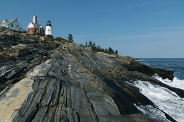 Rock Formations Align Up to Pemaquid Lighthouse in Maine