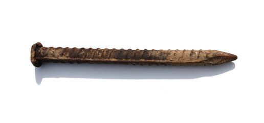 Metal nails on white background