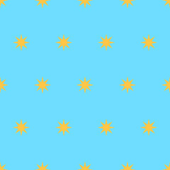 Stars seamless pattern. Star vector background. Church background. Church pattern. Vector illustration. Transparent background. Seamless pattern. Starry sky. Star icon. Gold star symbols. Blue sky.