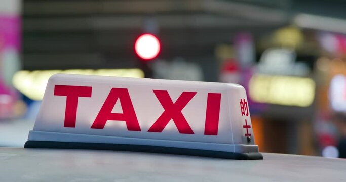 Taxi queue up in city street