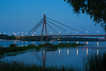 North Moscow bridge in Kiev at night