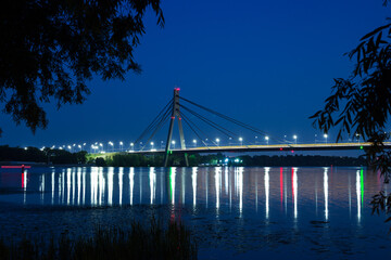 North Moscow bridge in Kiev at night