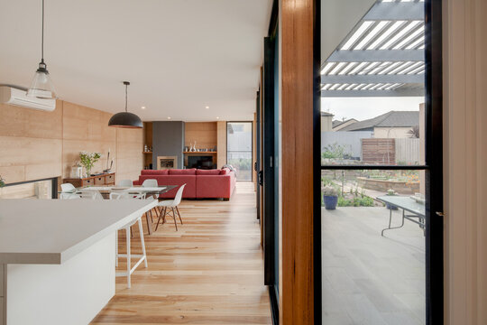 Interior of rammed earth home