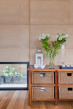 Interior of rammed earth home