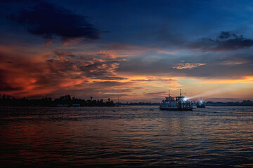 Obraz premium Ferry across the Hau River in Vietnam