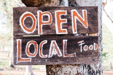 Open Local food sign