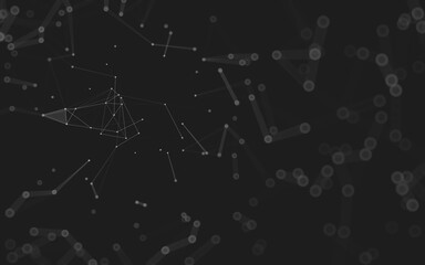 Abstract background. Molecules technology with polygonal shapes, connecting dots and lines. Connection structure. Big data visualization.