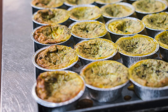 small veg flans on a tray