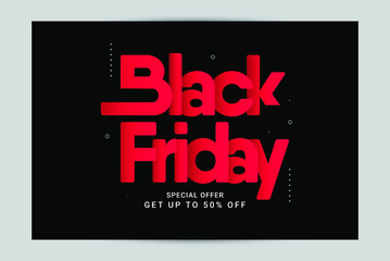 Black Friday Sale vector template with discount label.