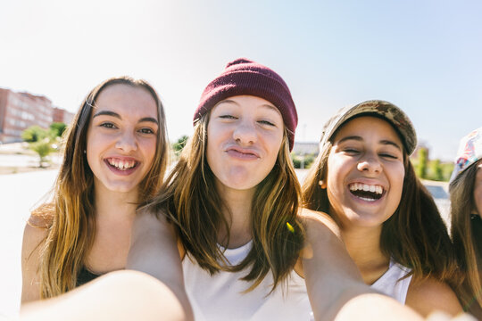 teen girls making a selfie