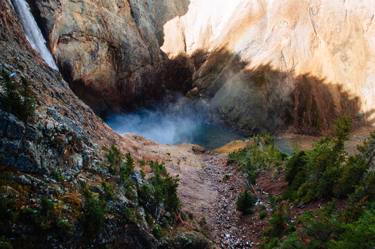 Bottom of a Waterfall in Yellowstone National Park
