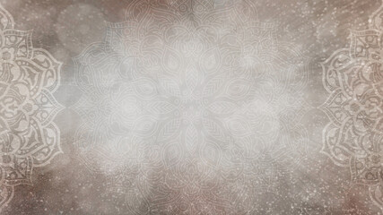  Sparkly earthy, organic, warm cream and white textured background with bokeh and mandalas