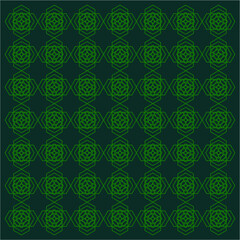 seamless pattern with leaves. Green background with geometri islamic pattern vector