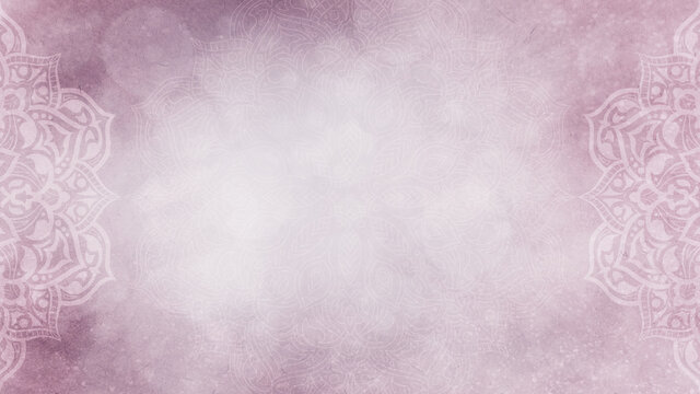 Soft icy mauve pink organic textured background with mandalas