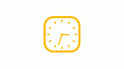 Orange color square clock icon on white background, Clock icon, Counting down clock icon