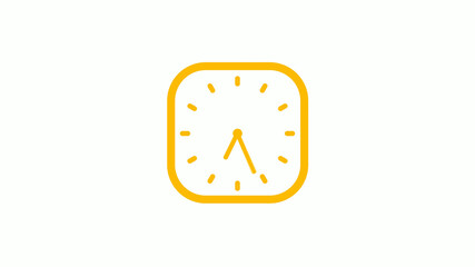 New orange color square clock icon on white background, Clock icon, 12 hours clock icon