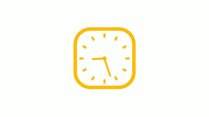 New orange color square clock icon on white background, Clock icon, 12 hours clock icon