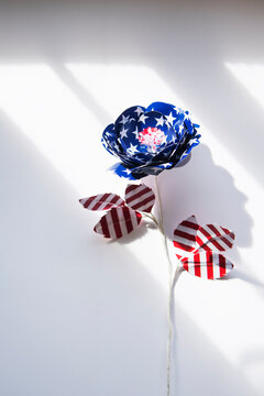 Paper flower made from American flag