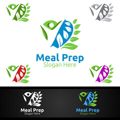 Love Meal Prep Healthy Food Logo for Restaurant, Cafe or Online Catering Delivery
