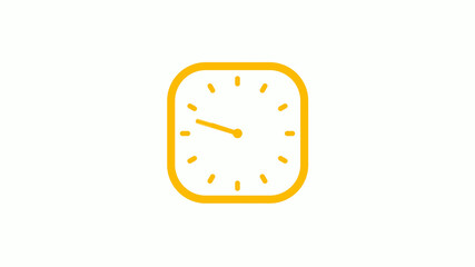 New orange color square clock icon on white background, Clock icon, 12 hours clock icon