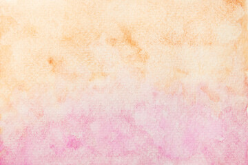 Texture of watercolor painting on paper wallpaper. Hand painted orange and pink watercolor background.