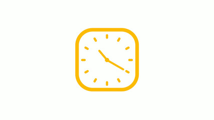 New orange color square clock icon on white background, Clock icon, 12 hours clock icon