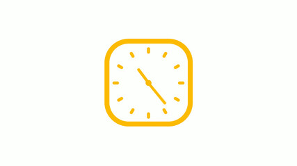 New orange color square clock icon on white background, Clock icon, 12 hours clock icon