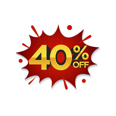 40% Discount, Sale pop art comic style