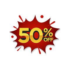 50% Discount, Sale pop art comic style