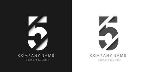five number modern logo broken design