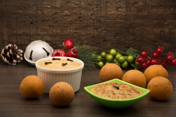 Natilla and bu&ntilde;uelos traditional colombian food.