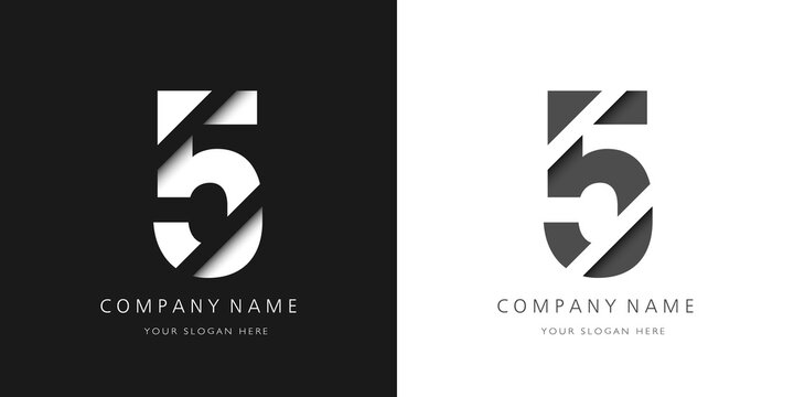 Five Number Modern Logo Broken Design