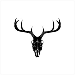 Silhouette Skull Head Deer Buck Antler Vector Logo Design Inspiration