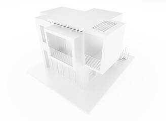 Modern housing project residential model 3D rendering architecture on a white background