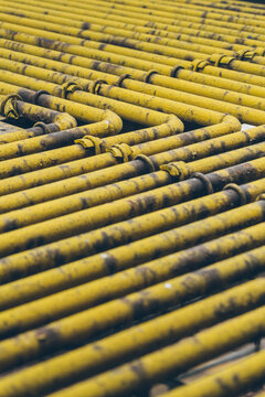 group of industrial pipeline in the old steel mill