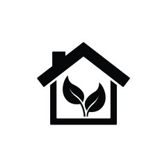 House with leave icon vector isolated on white, logo sign and symbol.