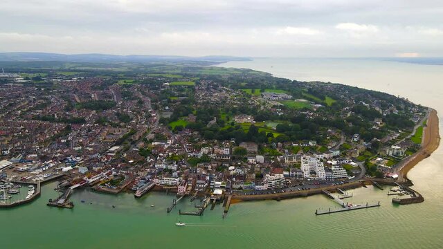Aerial panorama of Cowes at isle of WIght