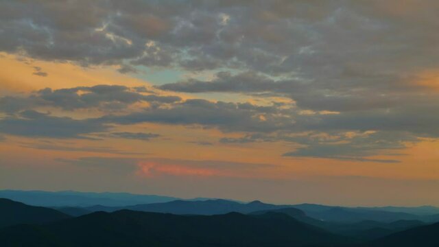 Late afternoon to dark looking south from the Mt. Pisgah region of the Blue Ridge Parkway in N. Carolina.