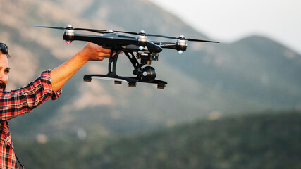 Man operating with a drone
