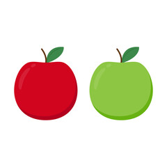 Red apple and Green apple cartoon vector. Apple on white background.